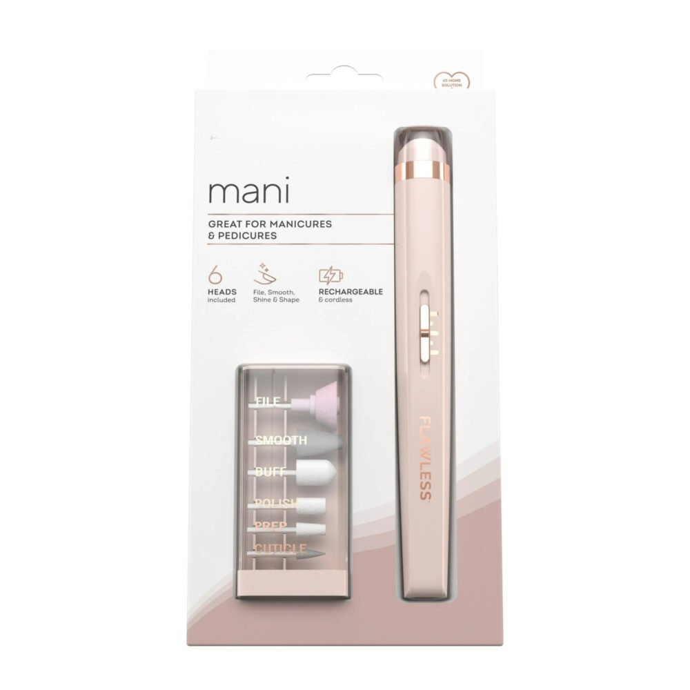 Salon Nails Rechargeable Mani Device with 6 Attachments, Pink