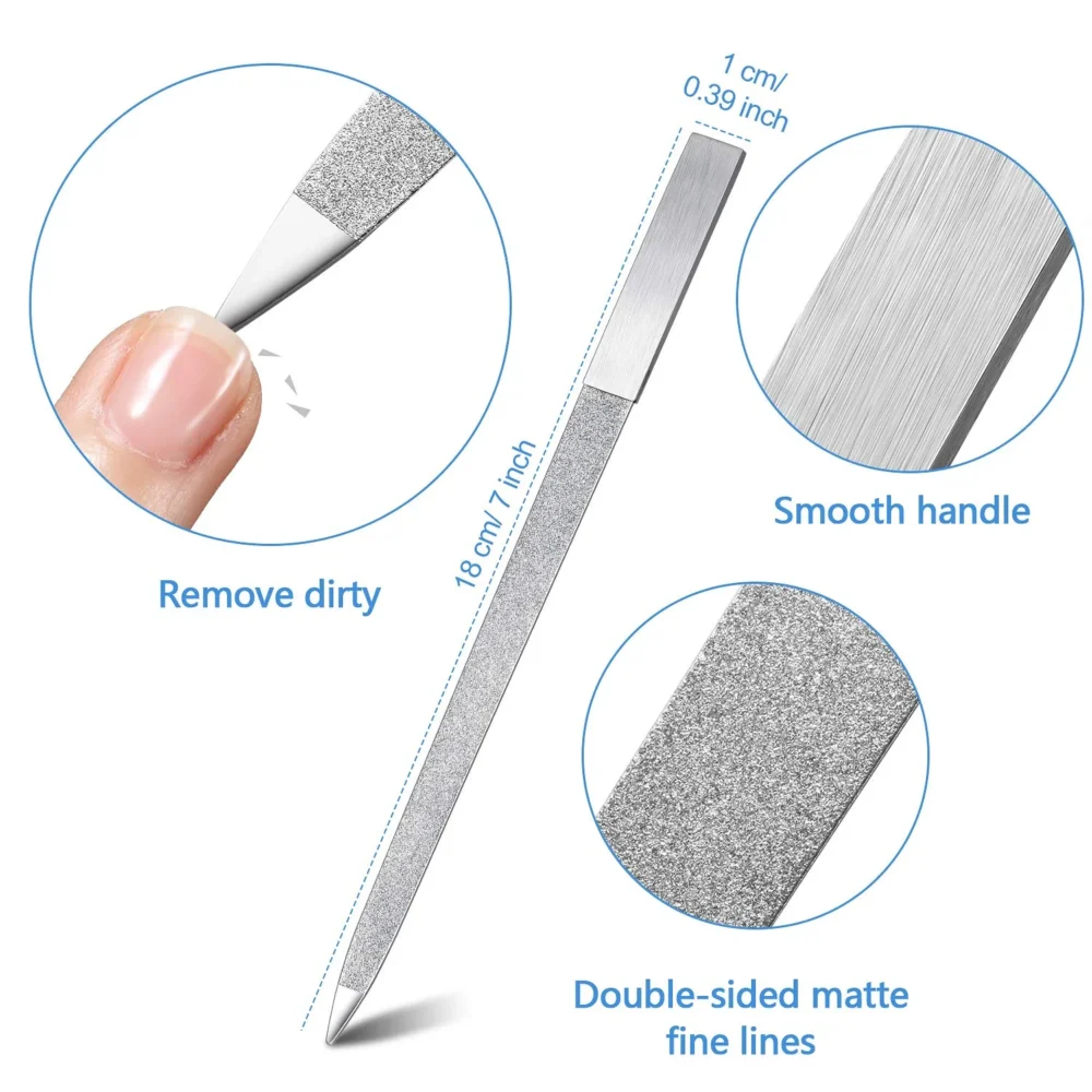 3 Pieces Diamond Nail File Set Stainless Steel - Image 3