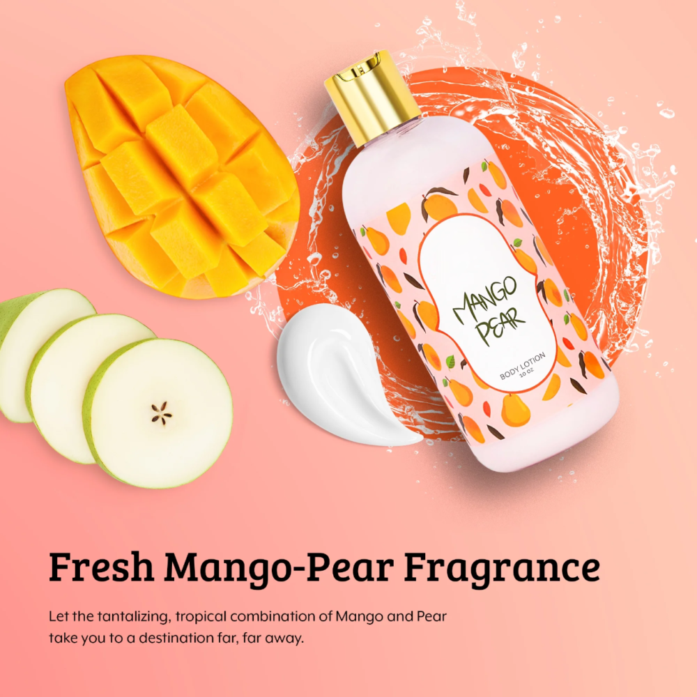 Bath and Body Gift Set for Her Home Spa Gift Mango Pear 10oz - Image 3